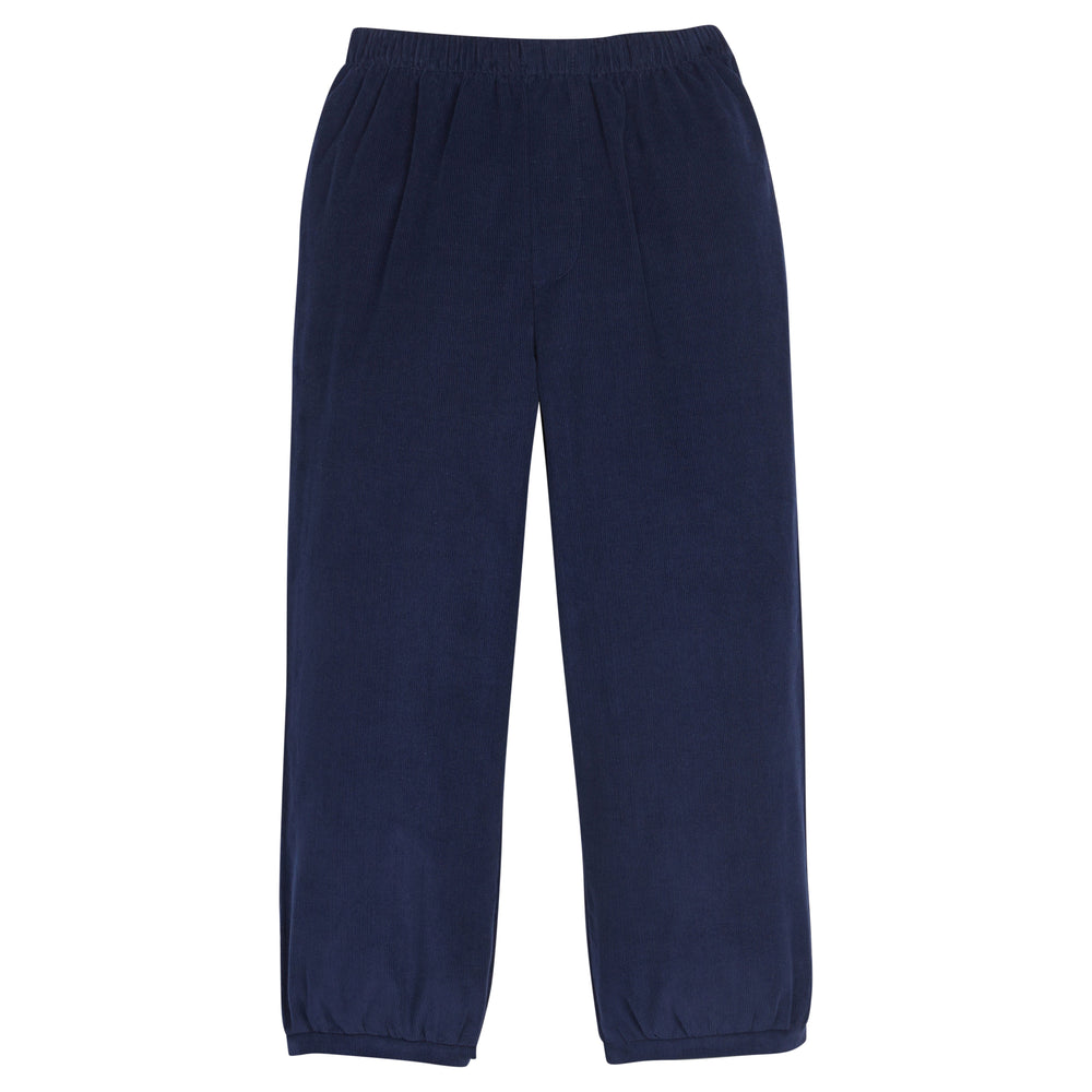 Little English classic kids clothes, banded navy corduroy pant for toddler boys with elastic waistband