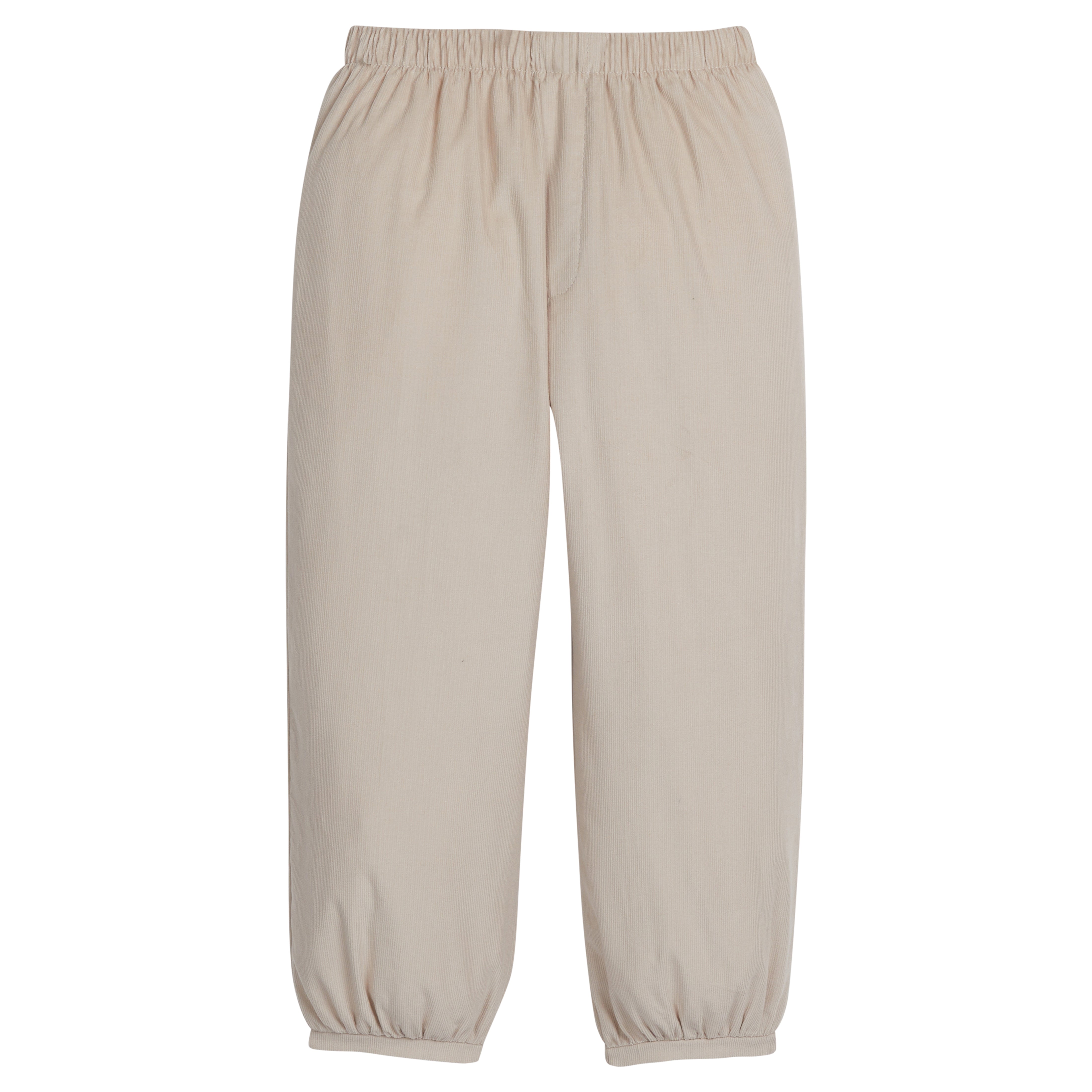 Little English traditional boy's banded elastic waist pant in khaki corduroy for fall
