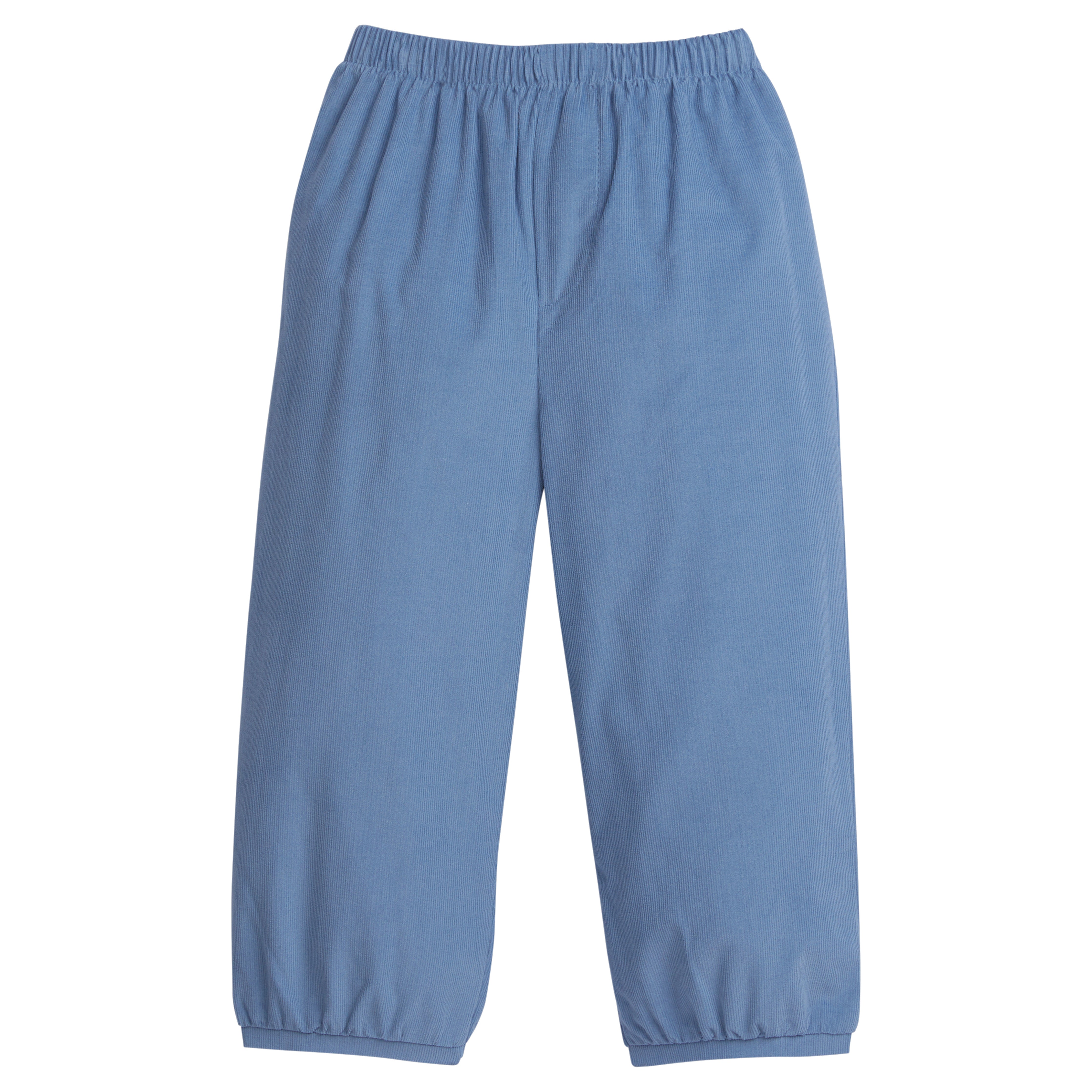 Little English classic childrens clothing, toddler boy blue gray corduroy pull on pant with elastic waistband