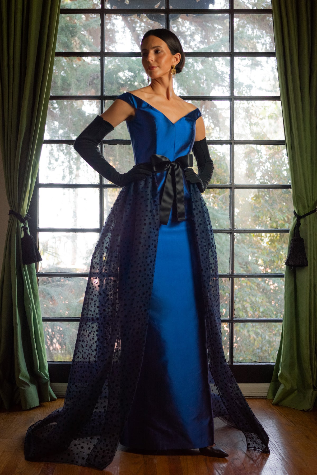 Off The Shoulder Gown in Cobalt Blue