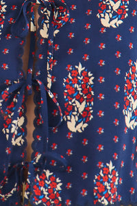 Bardot Top in Fall Floral Navy
