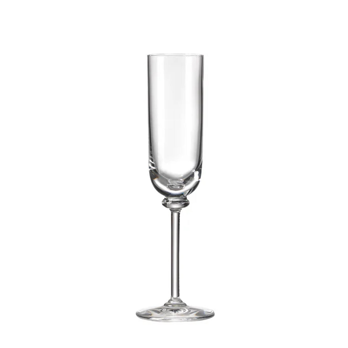 Front view of Baronetto Flute Goblets, Set of 2 showcasing tall modern shapes and slender stems on a white background