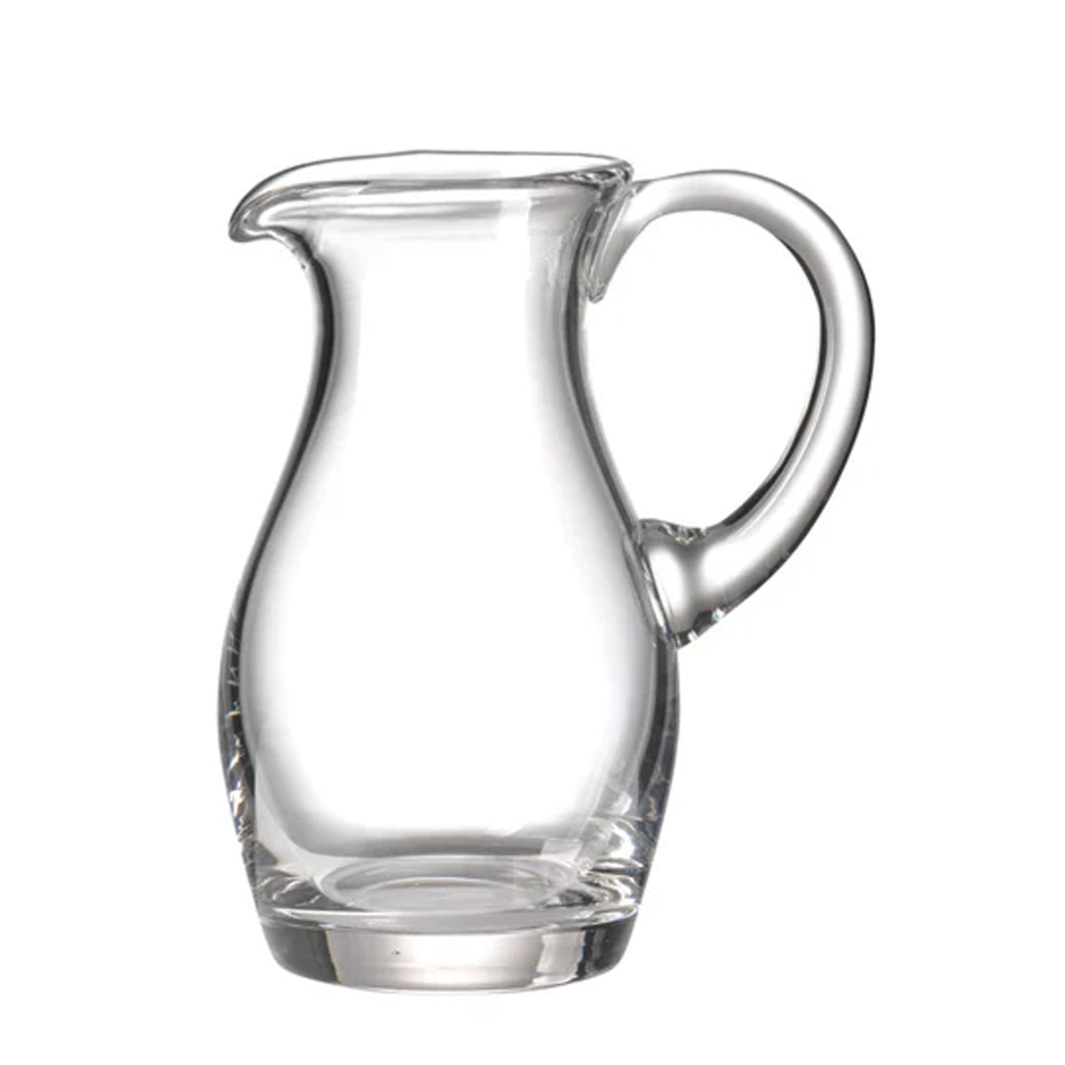 Front view of Baronetto Pitcher showcasing mouth-blown lead-free crystal with a white background
