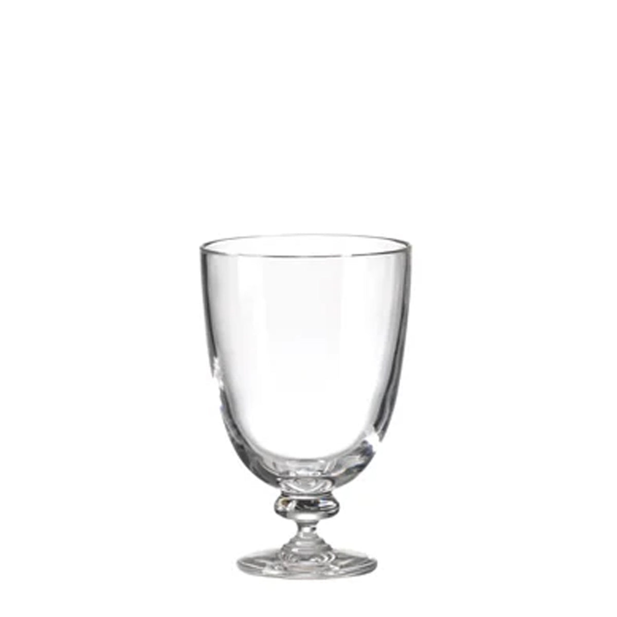 Front view of Baronetto Tumbler, set of 2 showcasing clear lead-free crystal and pedestal base with white background