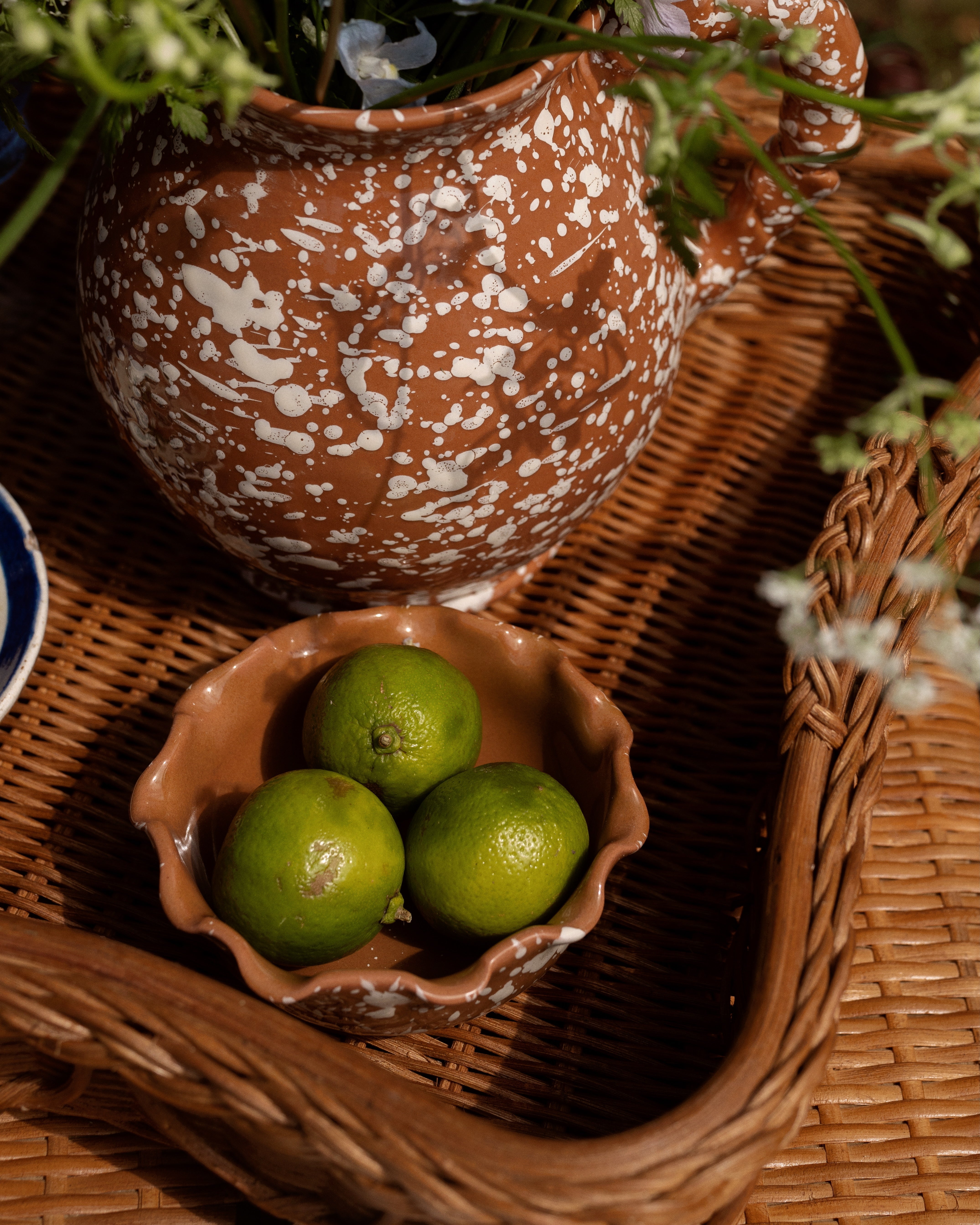 Splatter Scallop Dish in Terracotta & Cream