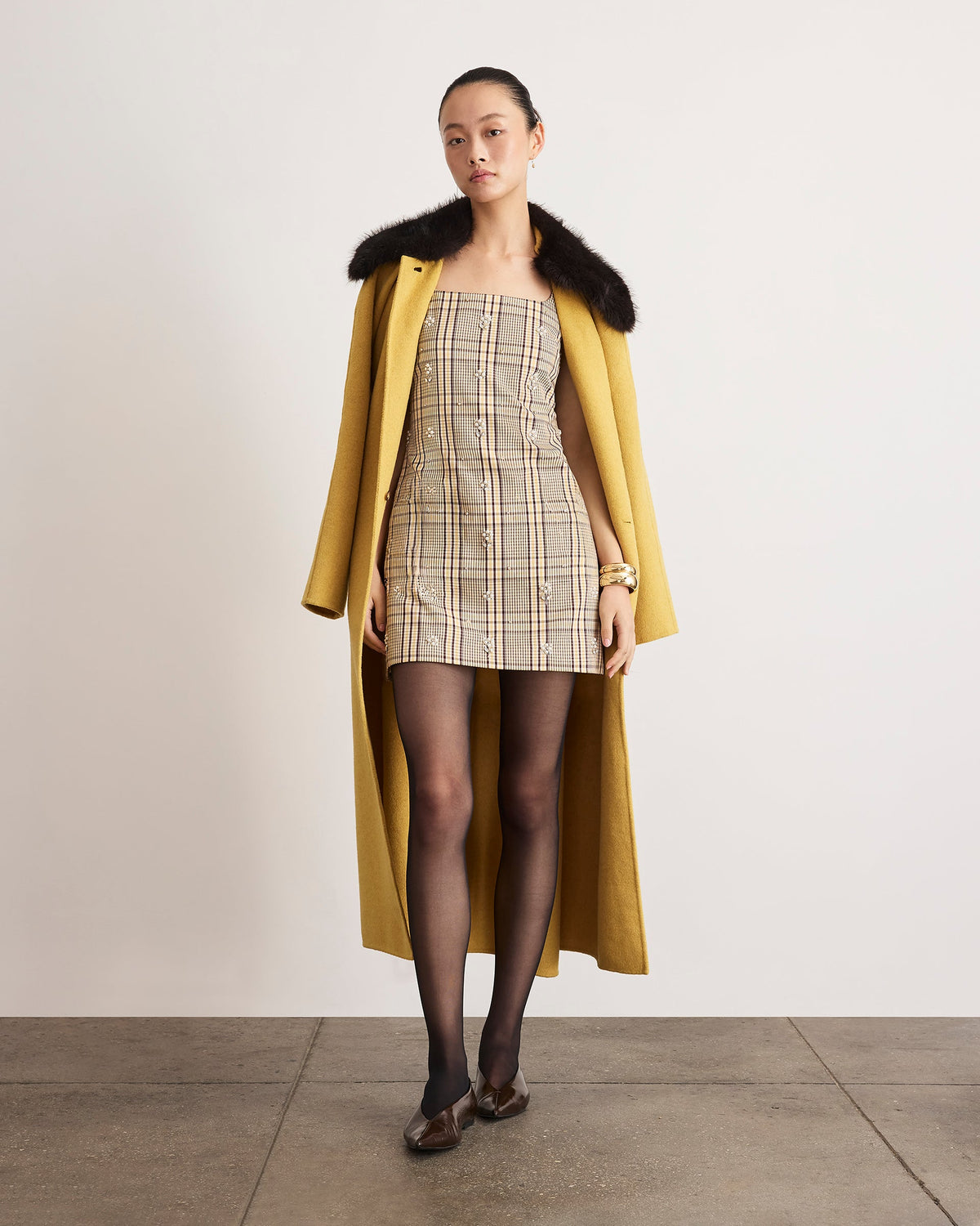 Barton Dress in Wheat/Deep Redwood Multi