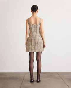 Barton Dress in Wheat/Deep Redwood Multi