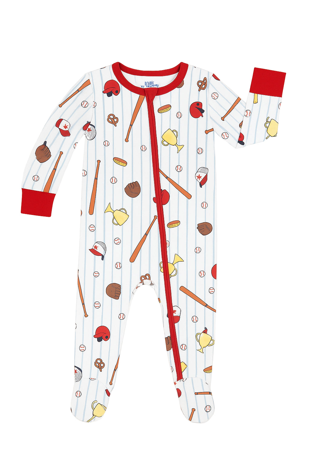 Baseball Bamboo Zipper Footie