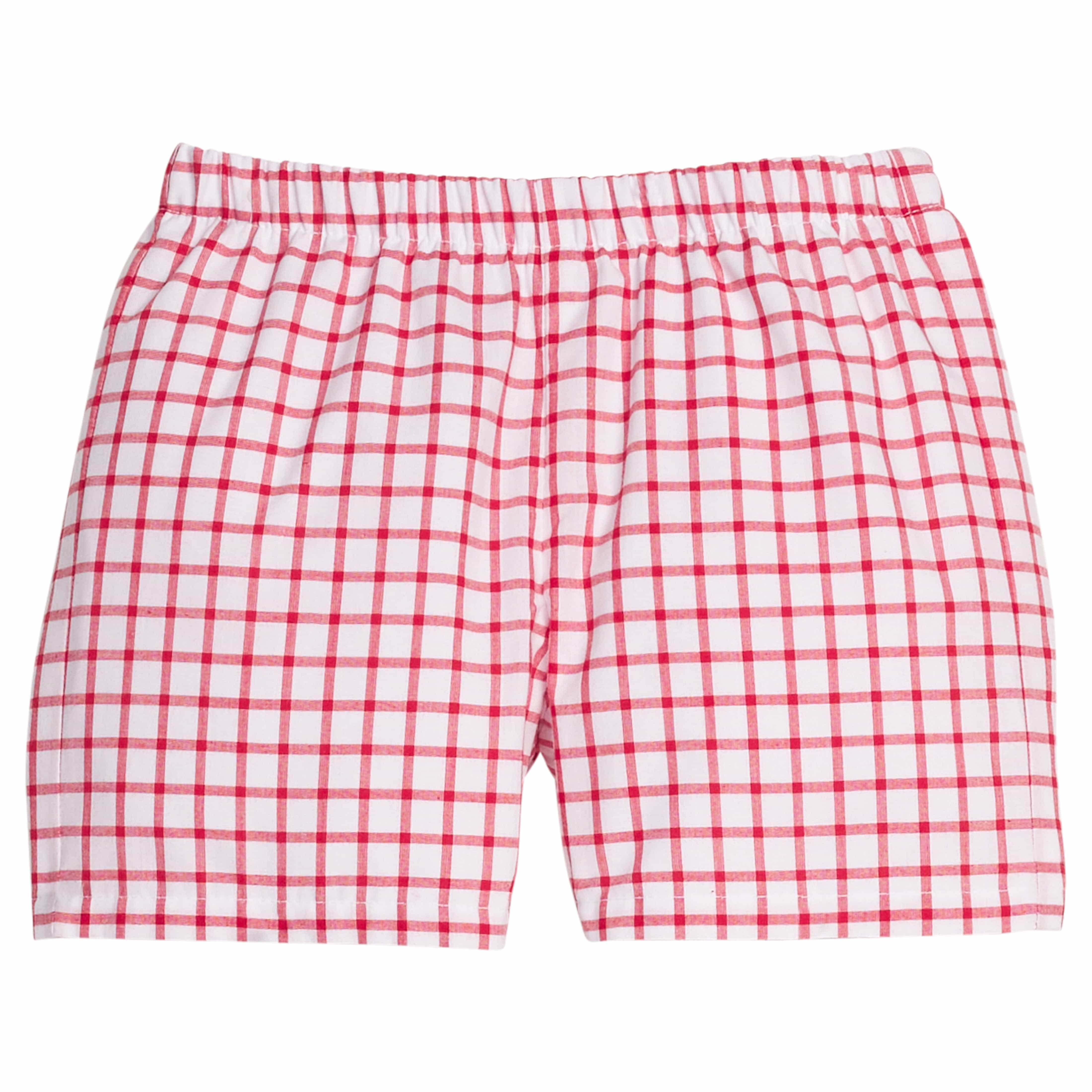 Little English traditional children's clothing, Boy's basic short in Red Windowpane for Summer