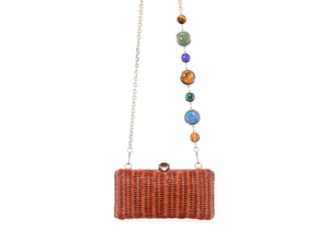 Poppy Basket Semi Precious Stone Clutch in Brown