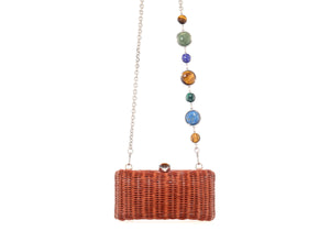 Poppy Basket Semi Precious Stone Clutch in Brown