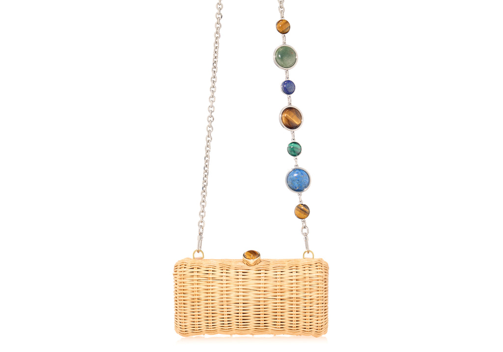 Poppy Basket Semi Precious Stone Clutch in Natural