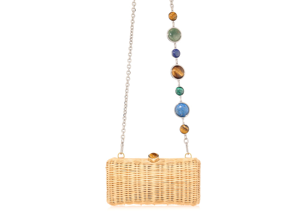 Poppy Basket Semi Precious Stone Clutch in Natural