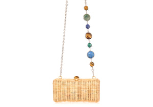 Poppy Basket Semi Precious Stone Clutch in Natural
