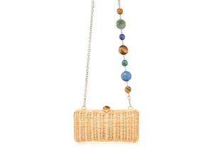 Poppy Basket Semi Precious Stone Clutch in Natural