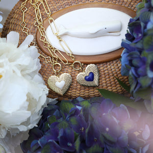 Basketweave Heart Charm in Ivory