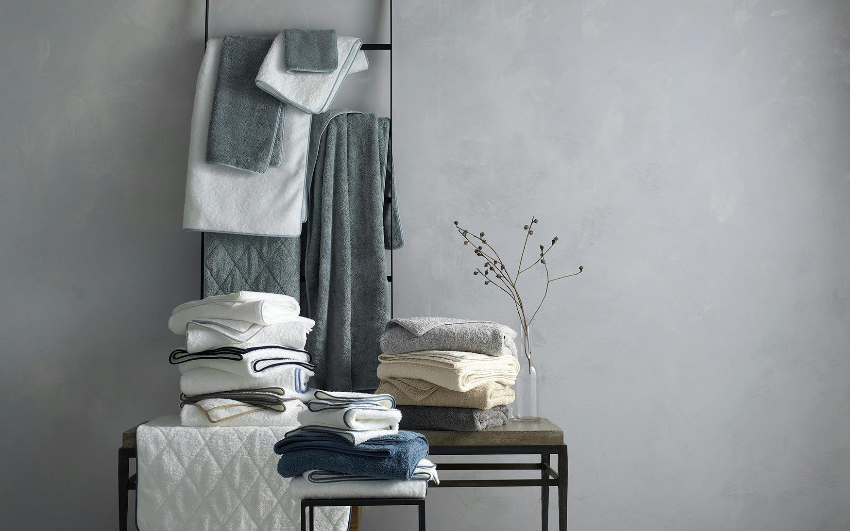 Cairo Hand Towel in White and Linen