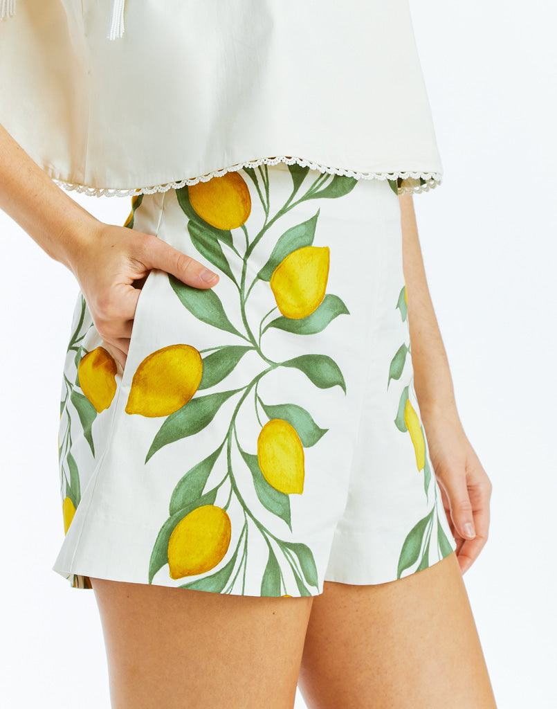Ragu Lemon Shorts in Yellow & Ivory Lemon
