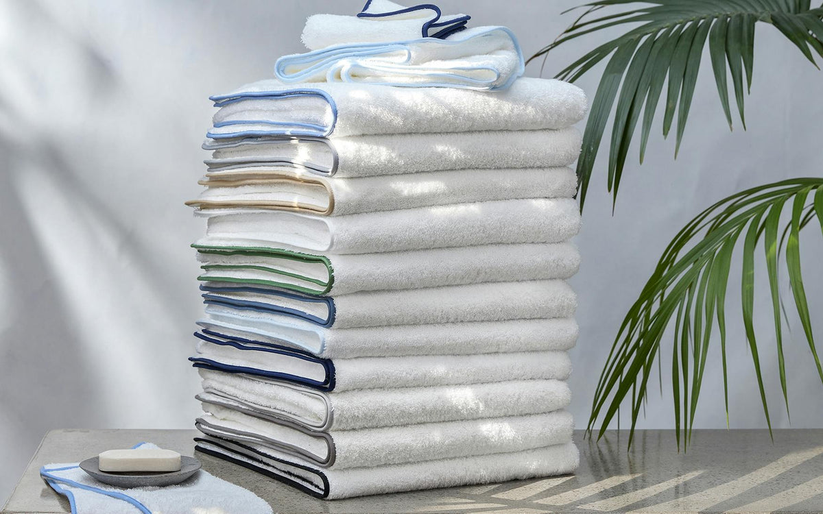 Cairo Bath Towel in White & Linen