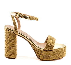 Becka Gold Raffia Platform