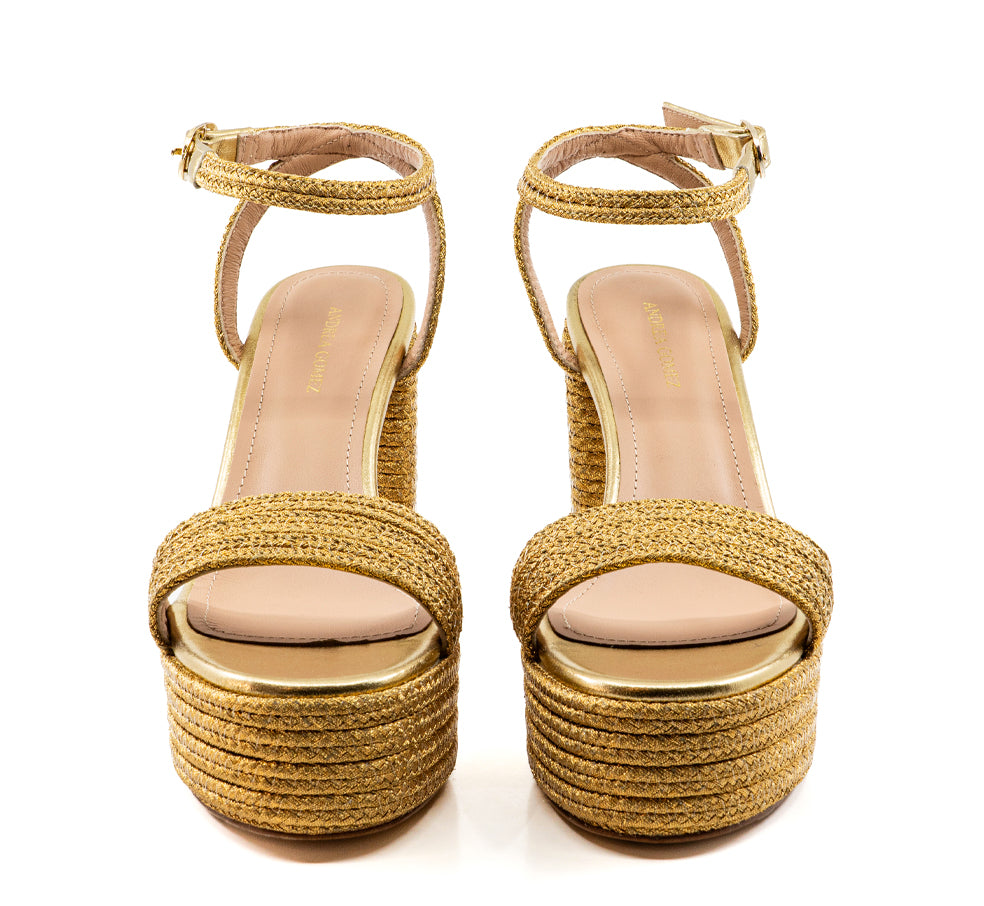Becka Gold Raffia Platform