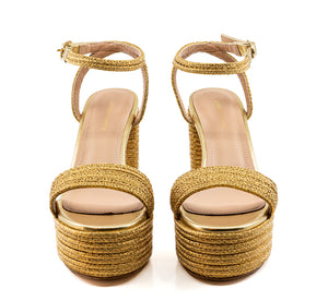 Becka Gold Raffia Platform