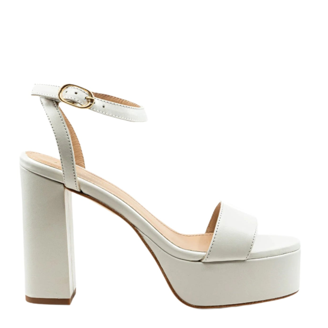 Becka White Leather Platform