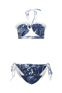 The Belize Bikini Bottom in Bermuda Toile paired with matching Belize Bikini Top. 