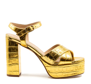 Bella Gold Faux Croc Leather