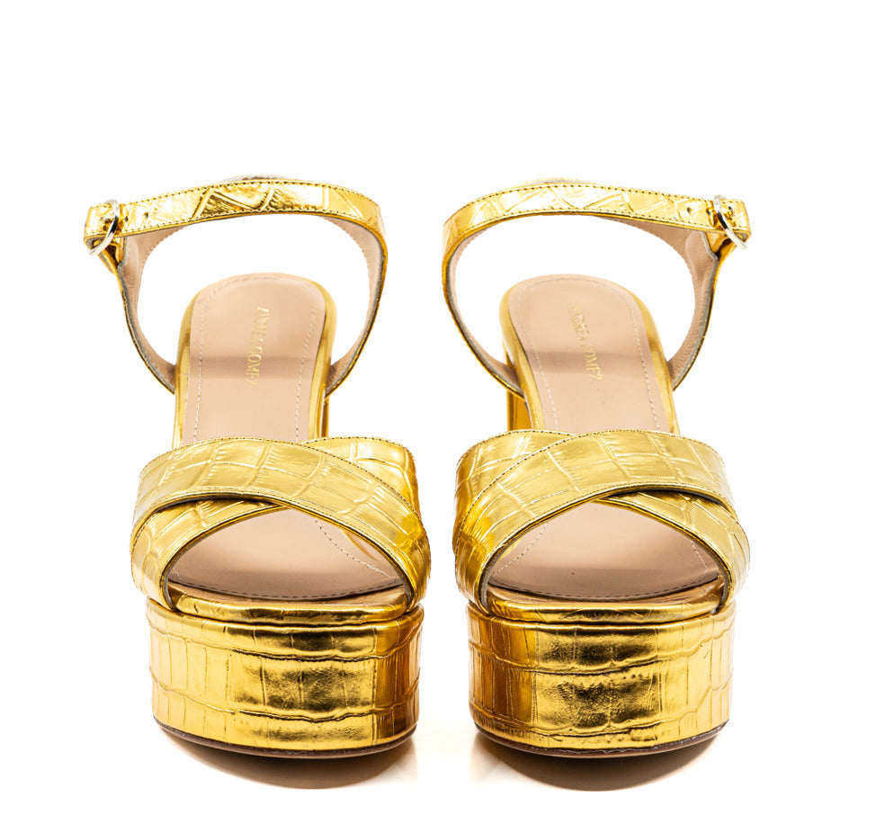 Bella Gold Faux Croc Leather