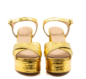 Bella Gold Faux Croc Leather