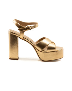 Bella Leather Platform in Gold
