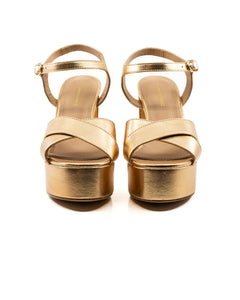 Bella Leather Platform in Gold