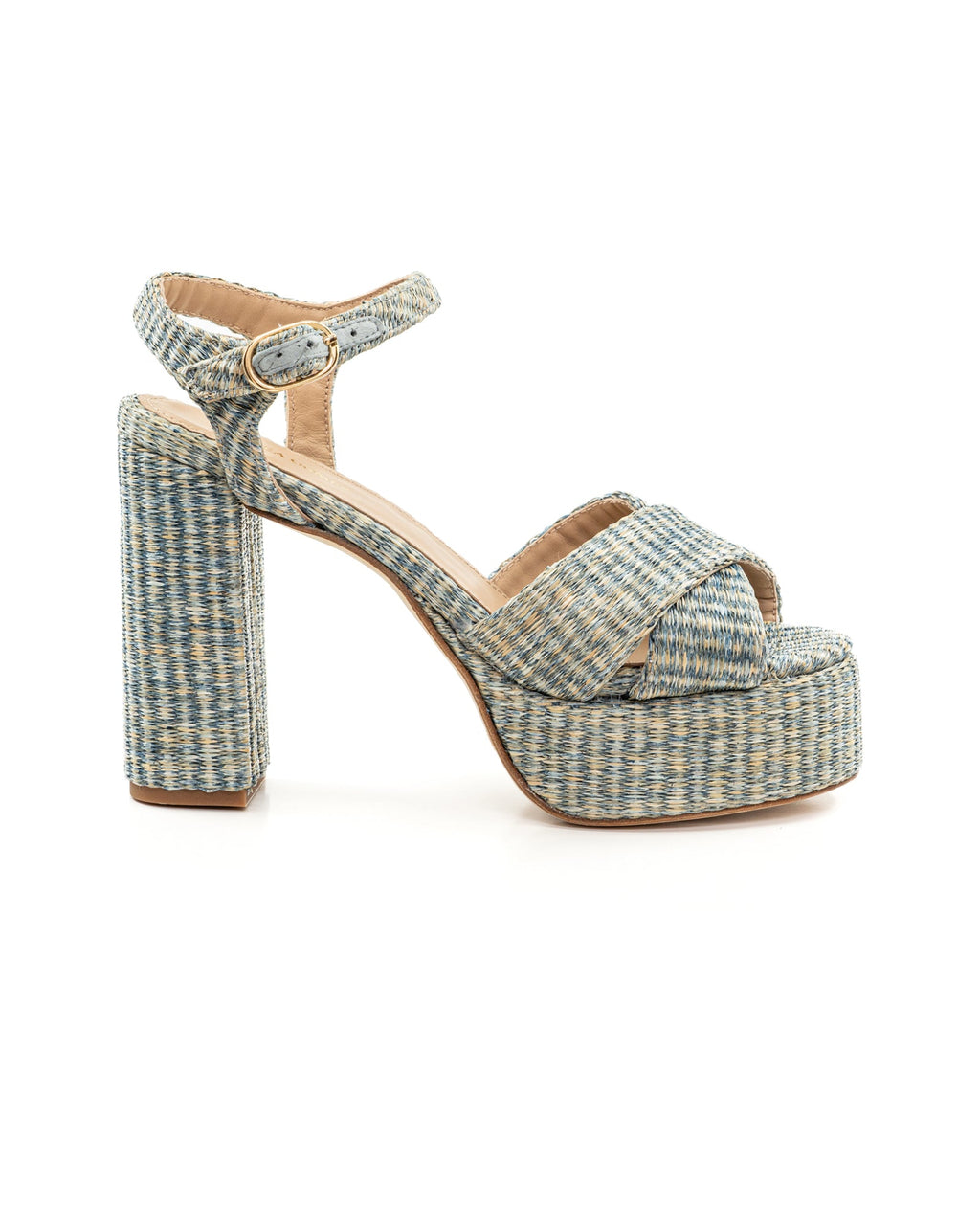 Bella Navy Raffia Platform
