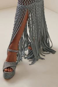 Bella Navy Raffia Platform