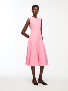 Benicia Dress In Pink Sorbet Single Wool Crepe