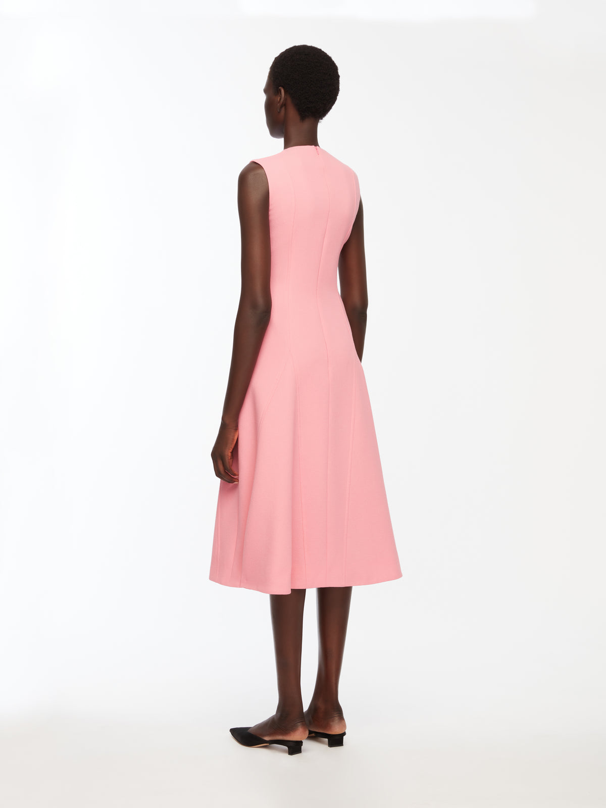 Benicia Dress In Pink Sorbet Single Wool Crepe
