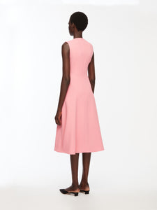 Benicia Dress In Pink Sorbet Single Wool Crepe