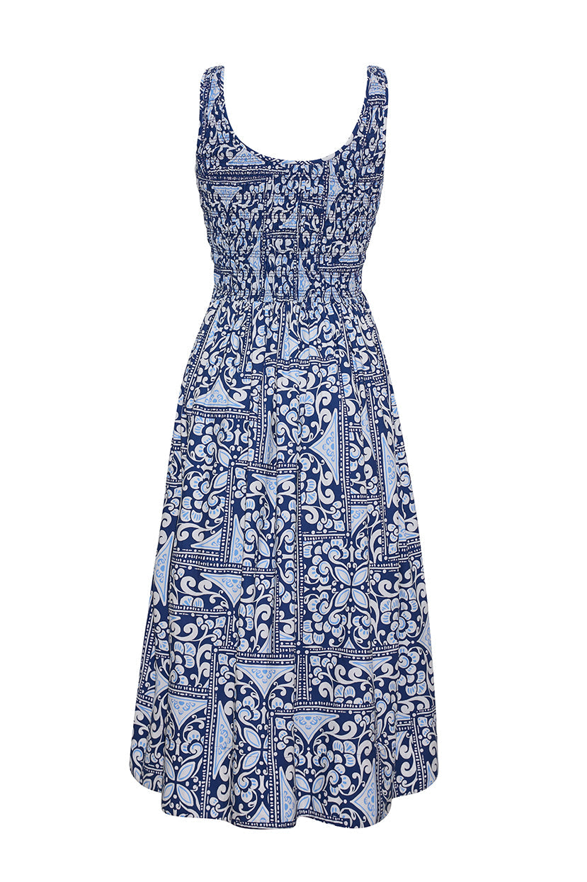 Bergamo Dress in Heart Tile Navy