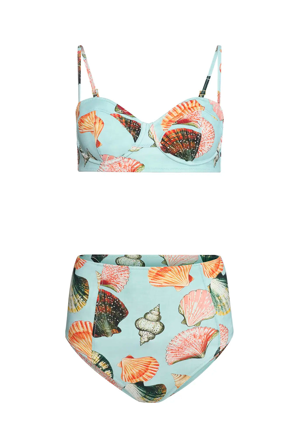 The Bermuda Bikini Top paired with matching Bermuda Bikini Bottom in Somers Shell Mint.
