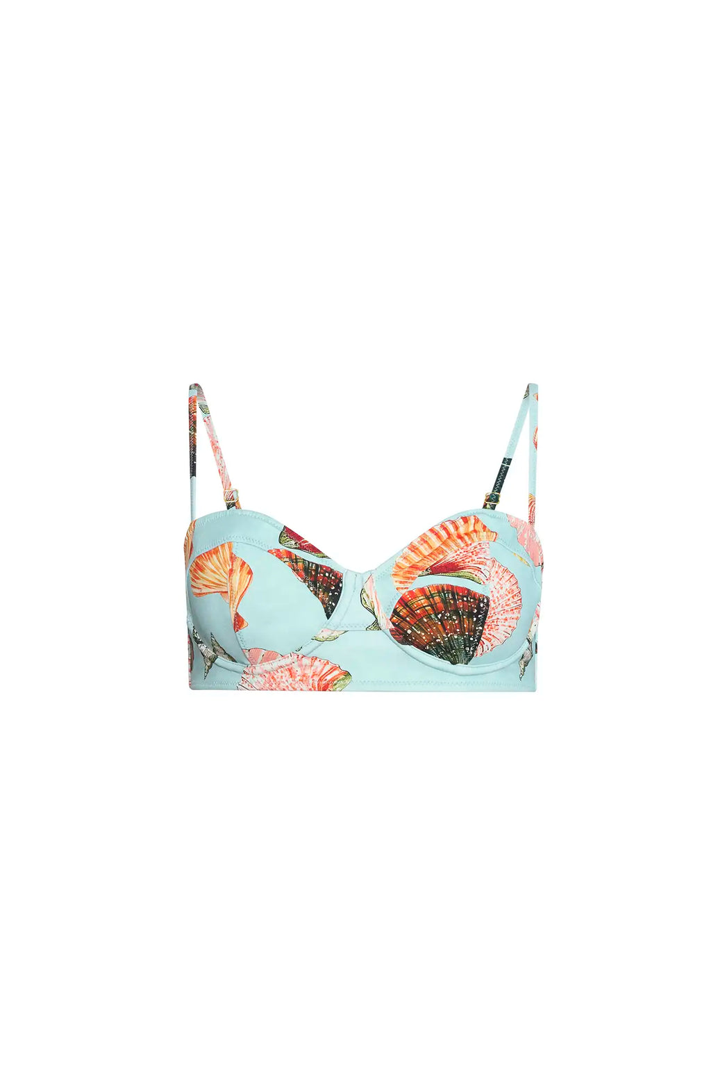 The Bermuda bikini top in Somers shell mint.
