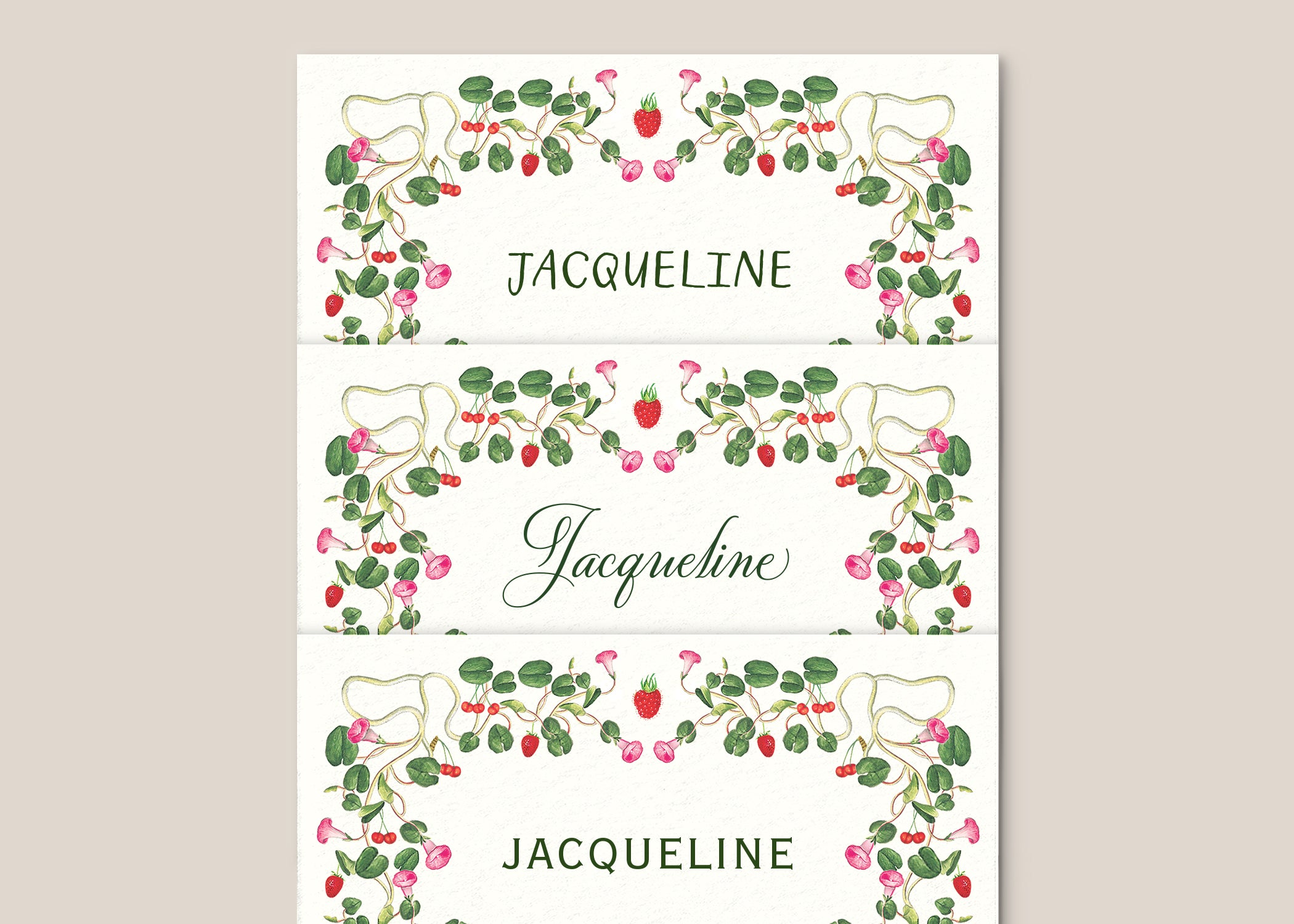 Berry Pom Pom Place Cards