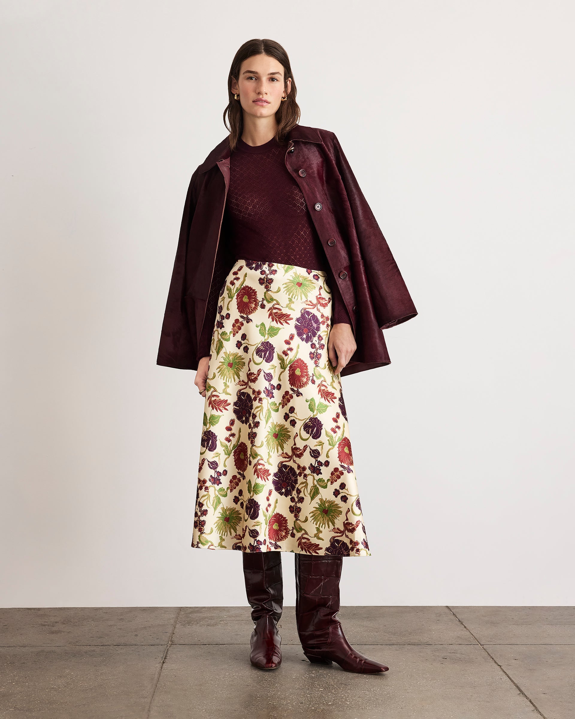 Beth Skirt in Cream Multi Floral