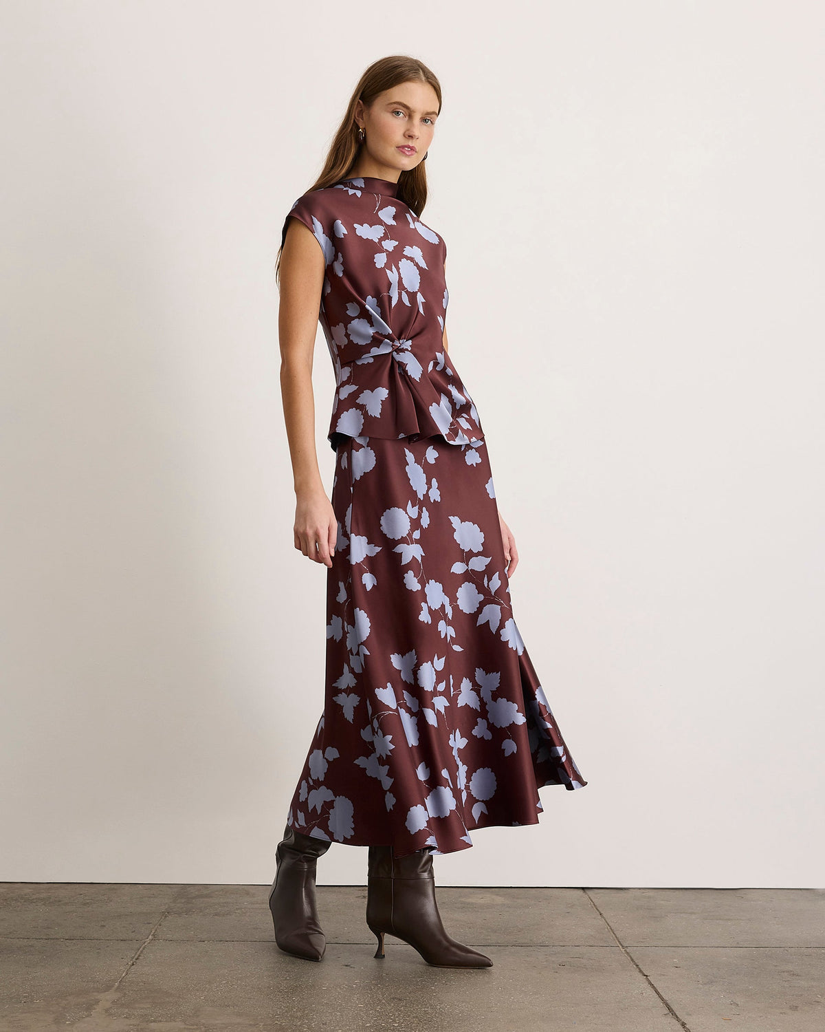 Beth Skirt in Deep Redwood/Shadow Blue