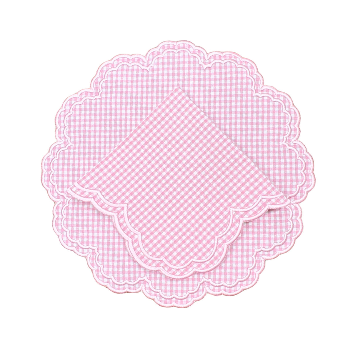 Bettina-Gingham Placemat in Pink, Set of 4