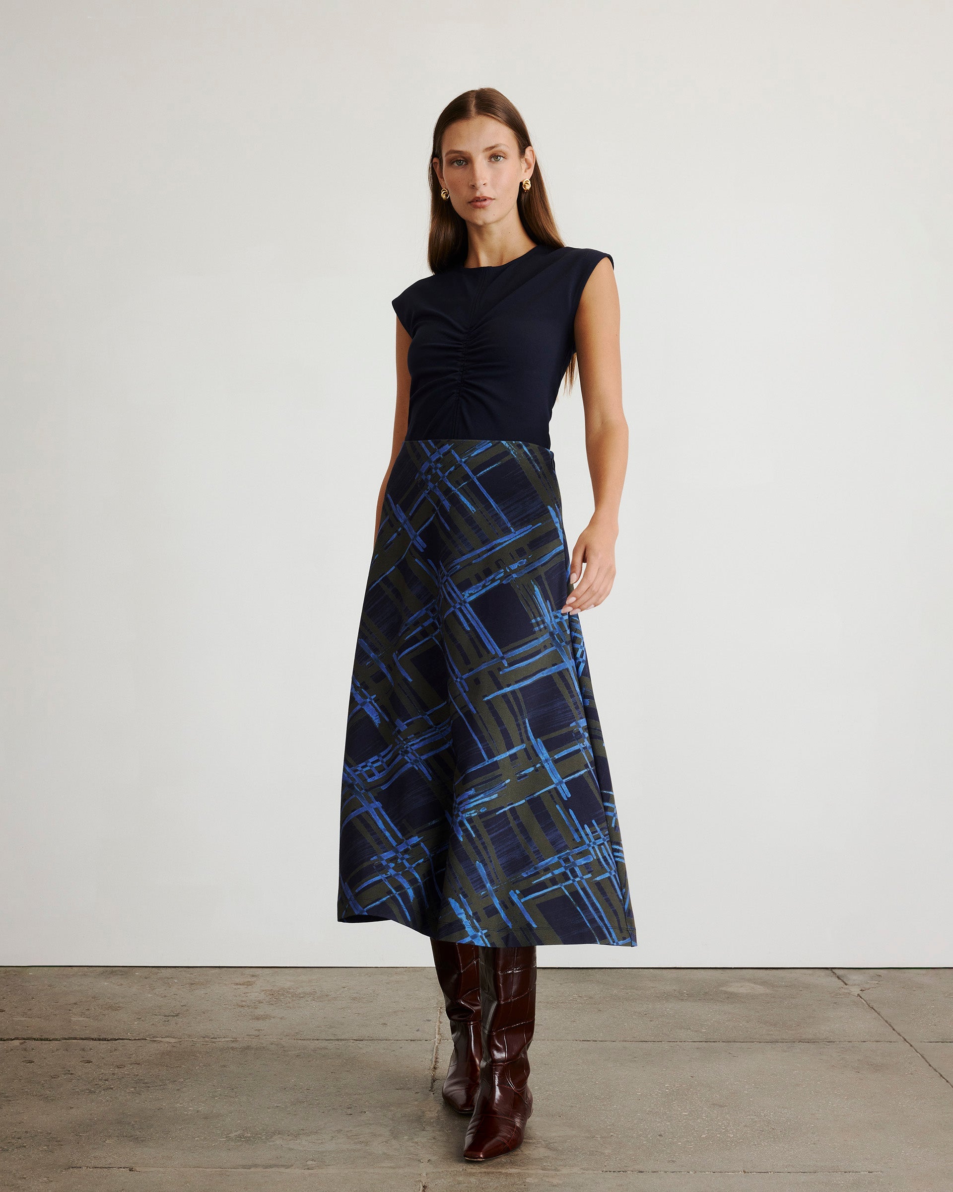 Thea Skirt in Maritime Blue & Army Multi