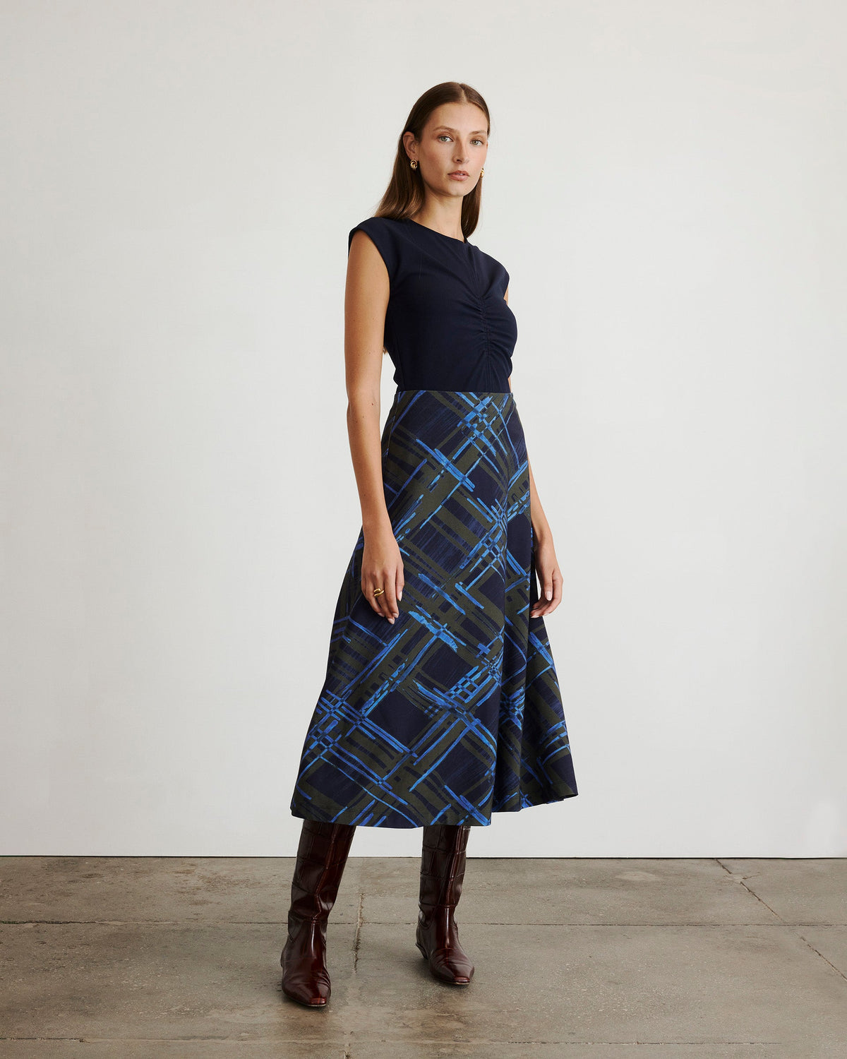 Thea Skirt in Maritime Blue & Army Multi