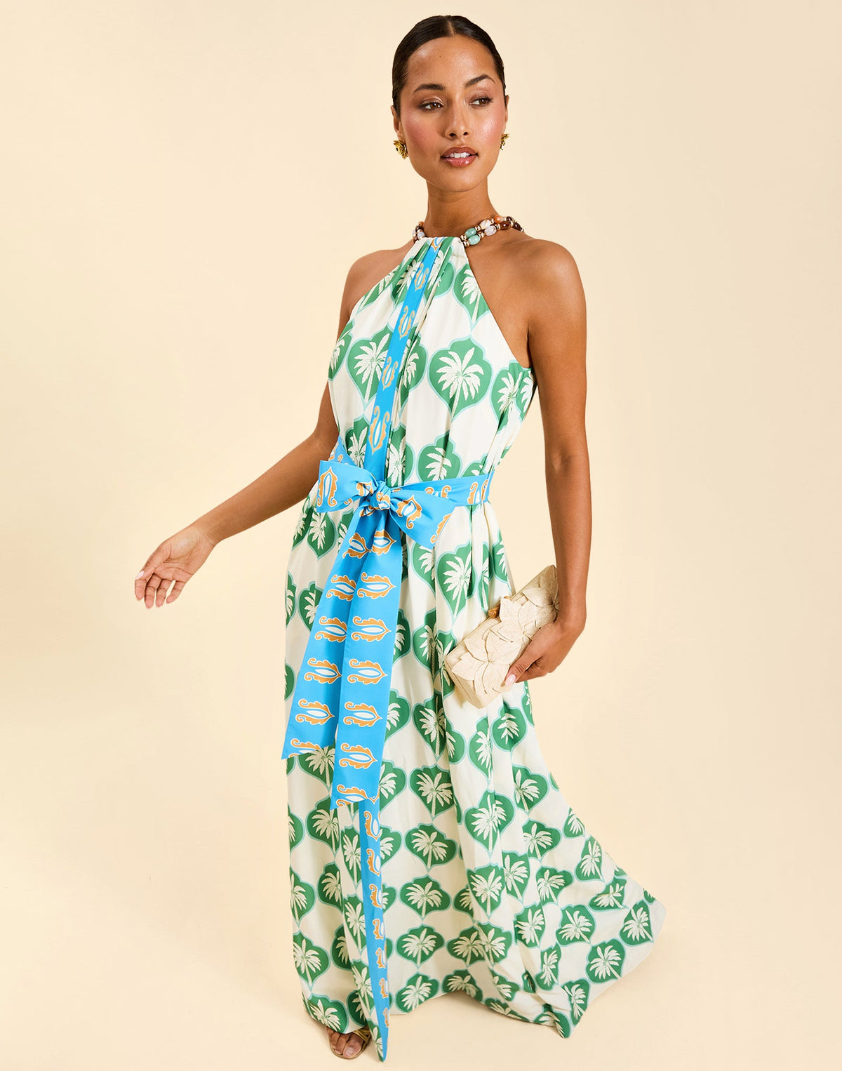 Bijou Halter Gown in Palm Bay Blue