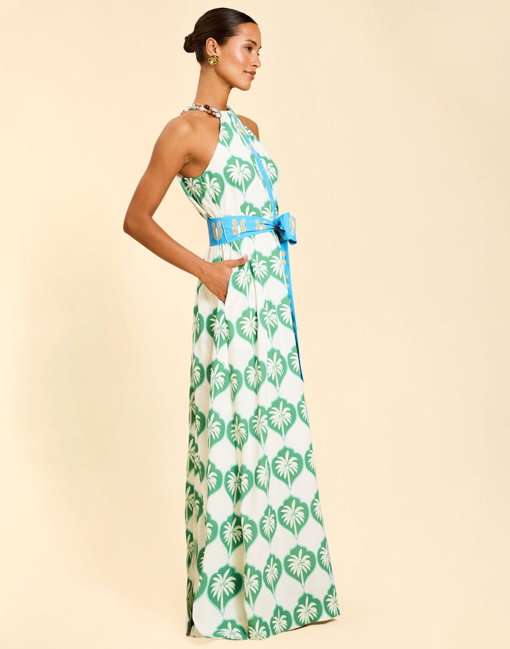 Bijou Halter Gown in Palm Bay Blue