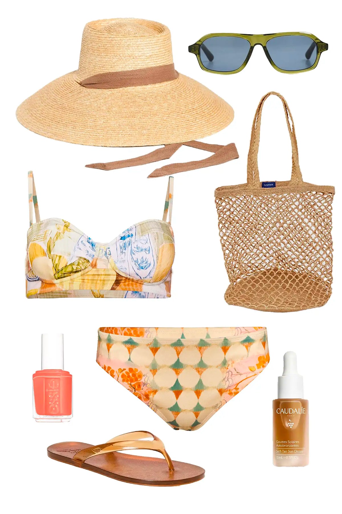 Bikini Top and Bottom in Still Life Symphony styled.